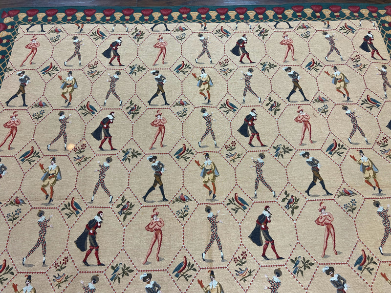 Square Tapestry 5x5, Wall Hanging, Human Pictorials, Court Jesters, Vintage by Jewel Rugs