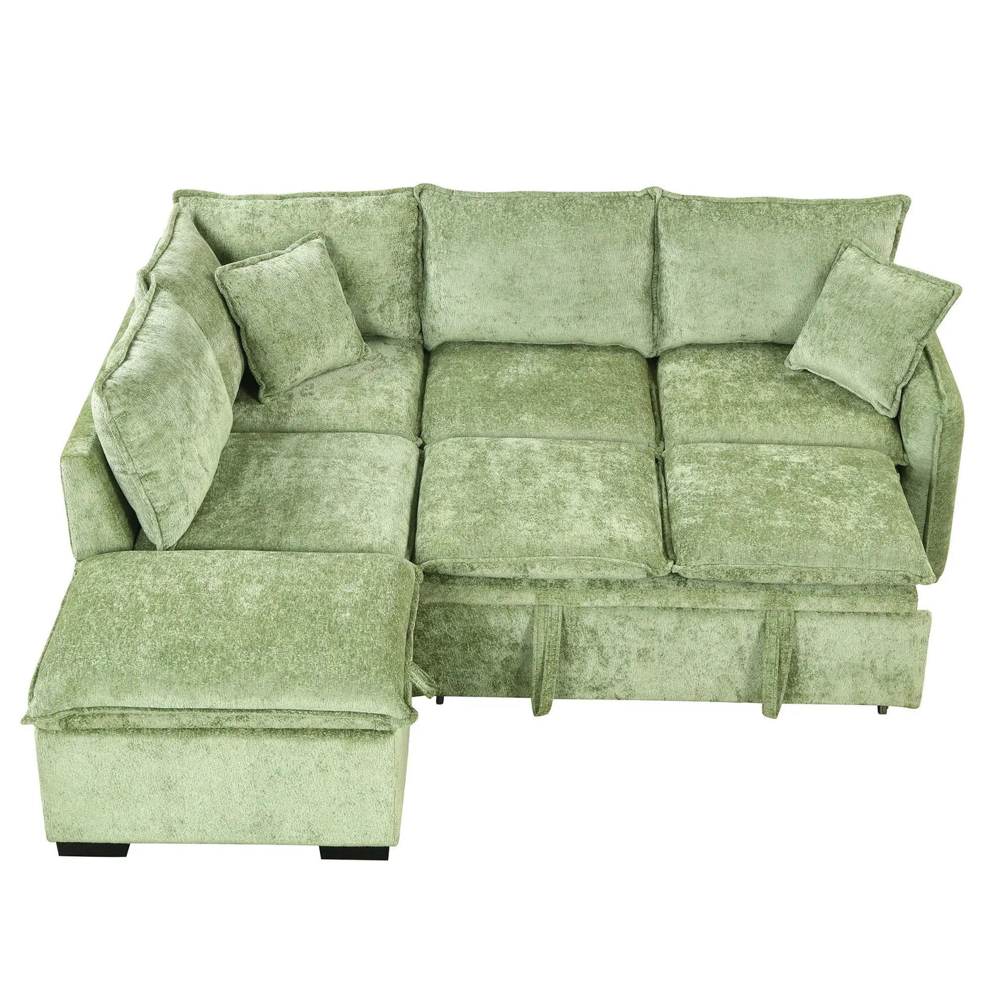 Convertible Sofa Bed Sectional Sofa Sleeper L-Shaped Sofa With A Storage Ottoman, Two Pillows, Two Power Sockets And Two USB Ports For Living Room by HouseOfZazla