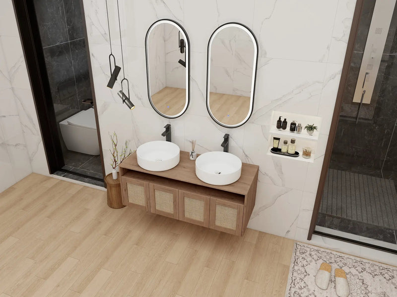 48" Bathroom Vanity with Ceramic Art Sinks by HouseOfZazla