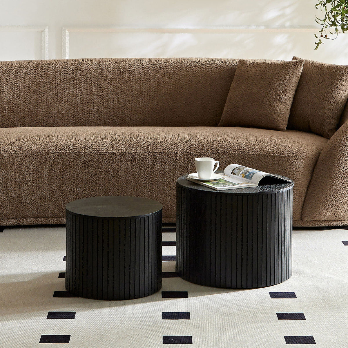 Handcrafted Nested Table Set, 2 Pieces - Black, White, or Dark Brown, photo 12 of 40