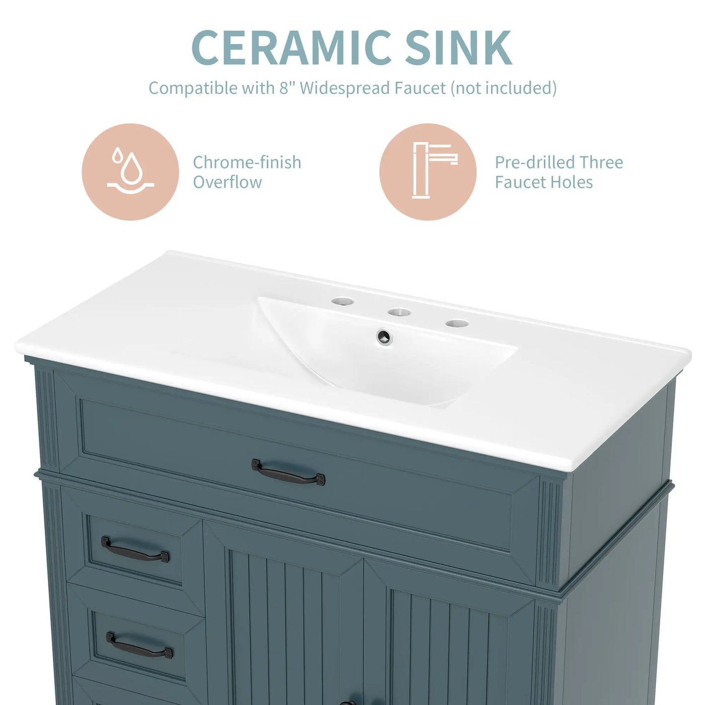 Bathroom Vanity With Sink, Freestanding Cabinet & Drawers by HouseOfZazla