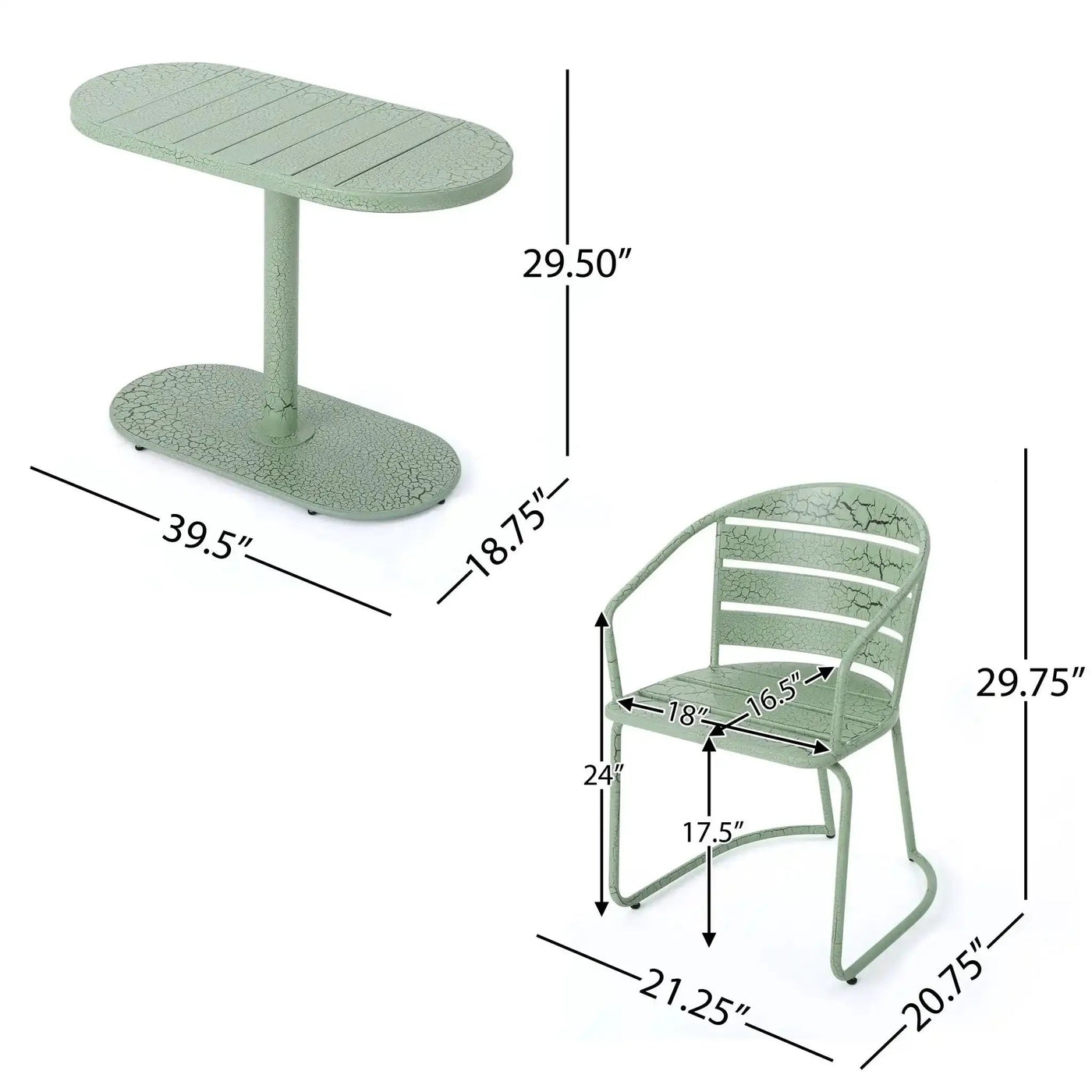 3 Piece Elegant Outdoor Bistro Set With 2 Chairs And Oval Table by HouseOfZazla