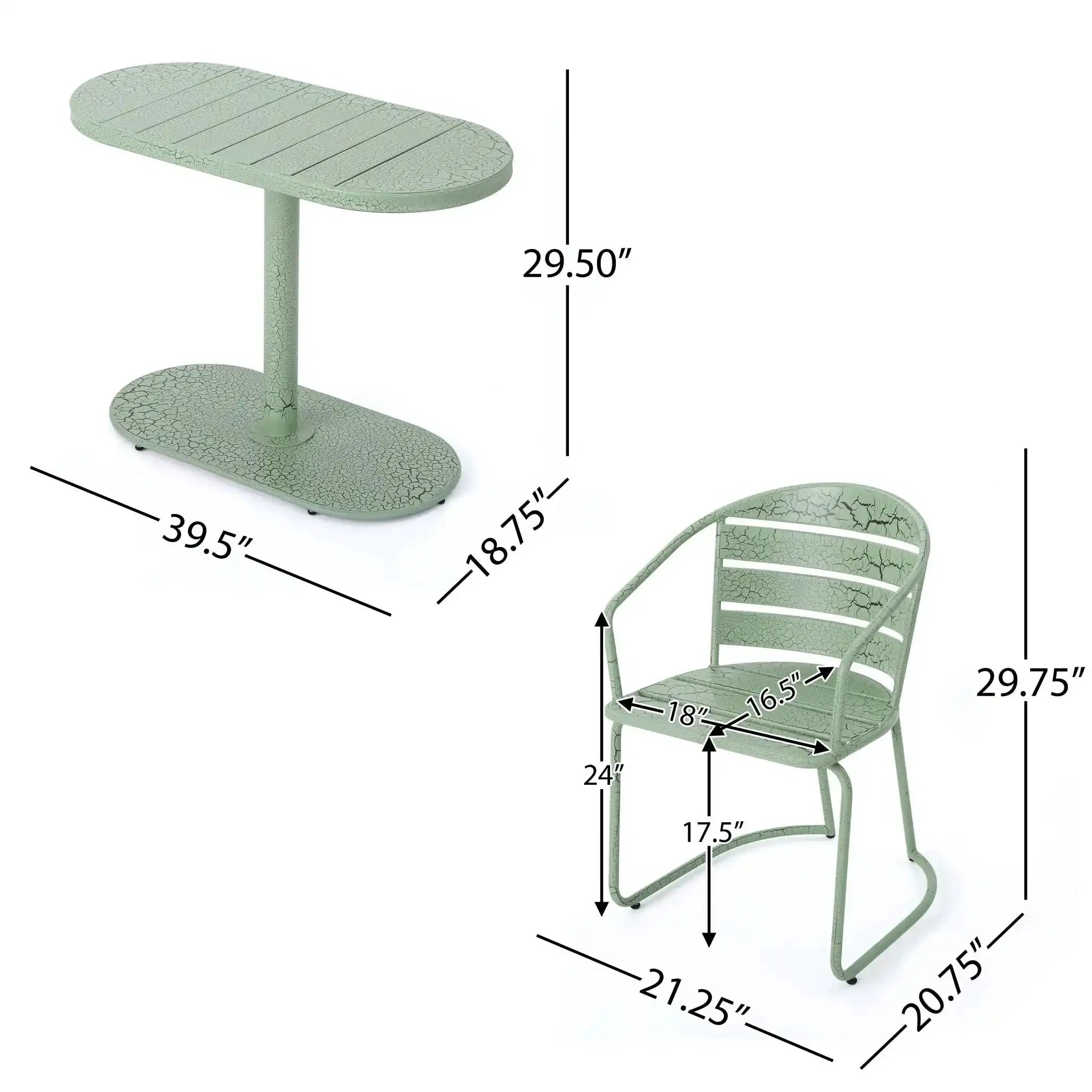 3 Piece Elegant Outdoor Bistro Set With 2 Chairs And Oval Table by HouseOfZazla