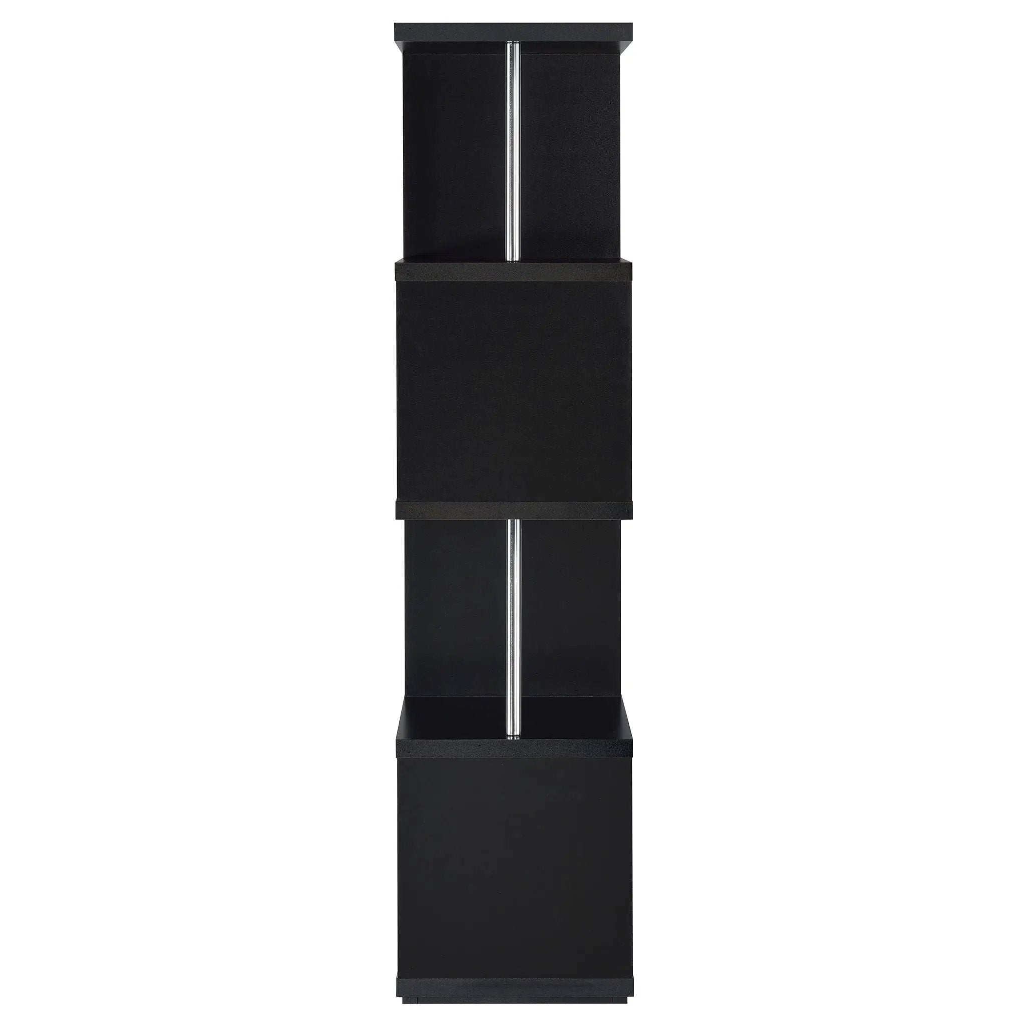 Baxter 67-inch 4-shelf Bookshelf Black and Chrome by Unique Piece Furniture