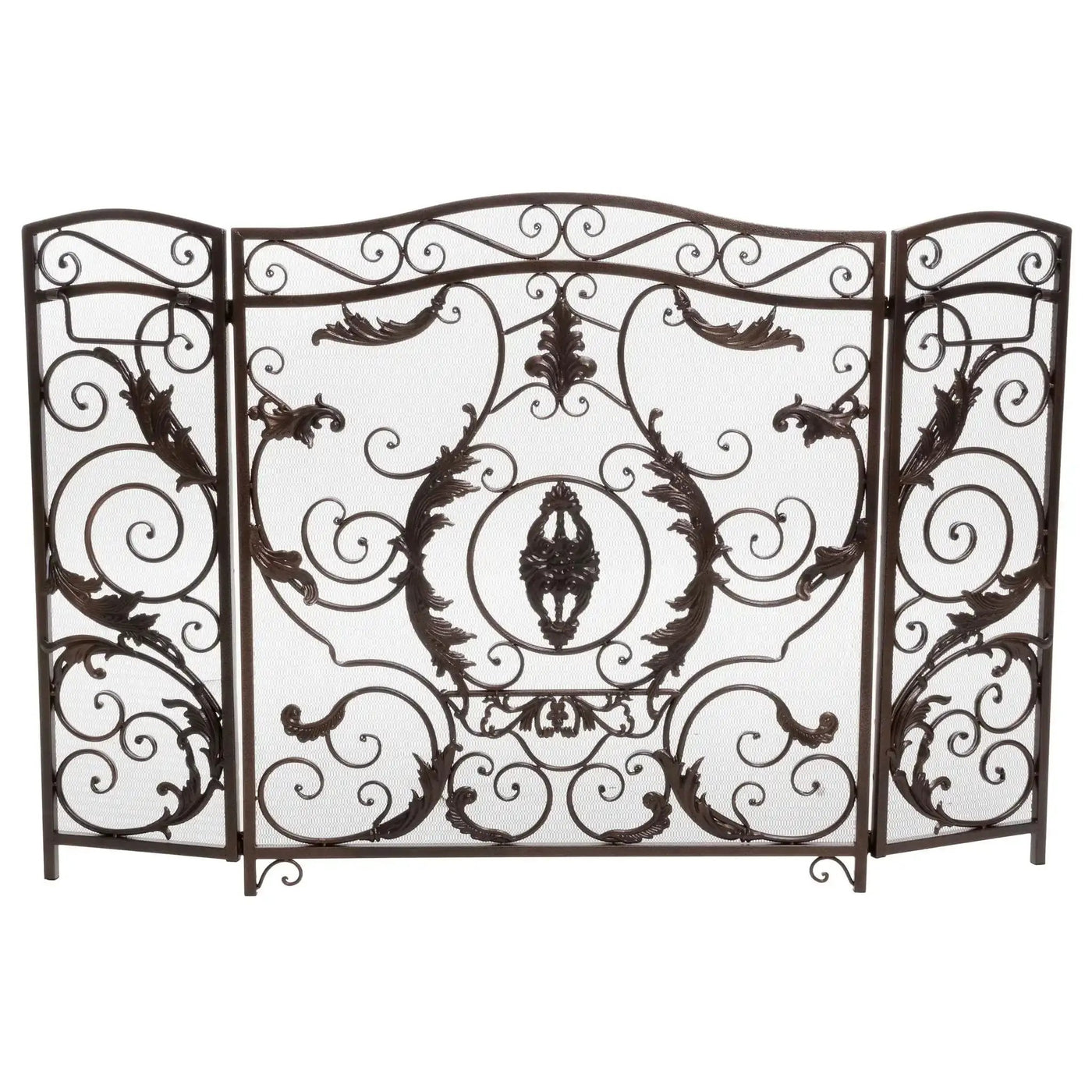 Mariella Traditional Floral Iron Fireplace Screen with Ornate Design by HouseOfZazla