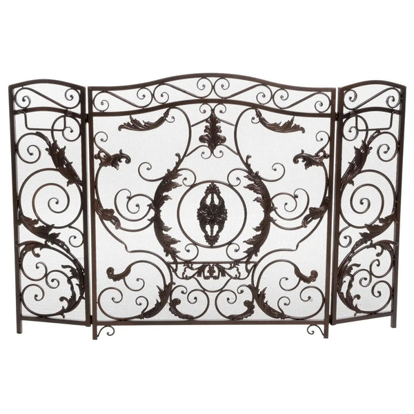 Mariella Traditional Floral Iron Fireplace Screen with Ornate Design