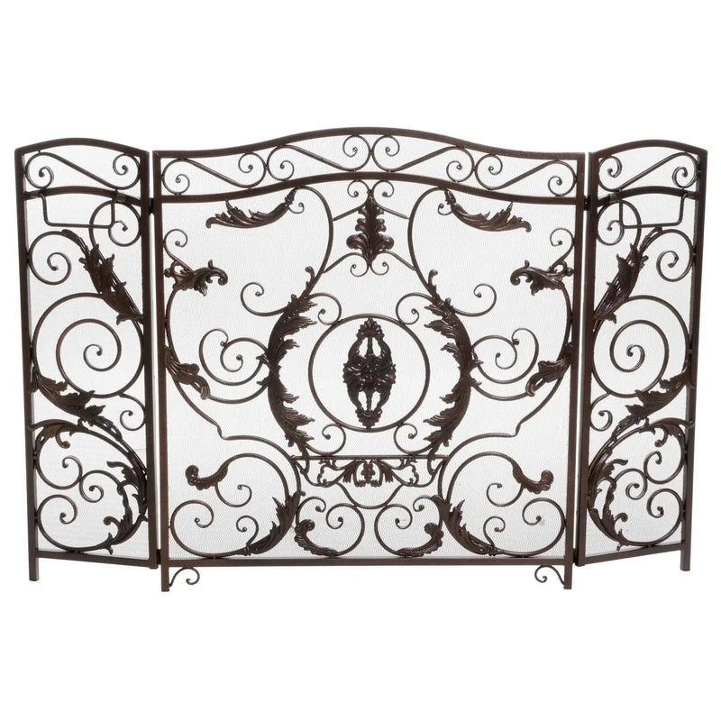 Mariella Traditional Floral Iron Fireplace Screen with Ornate Design by HouseOfZazla