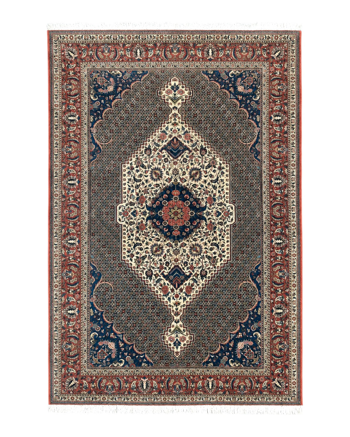 Persian Rug 7x10, Bakhtiari Saman Rug, Unique Design and Colors, Ivory Red Blue, Large Tribal Rug by Jewel Rugs