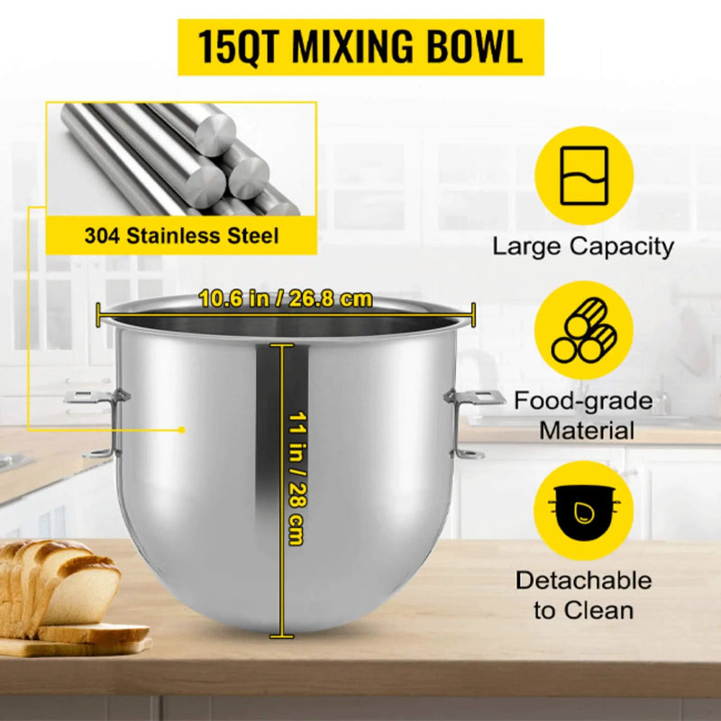 600W Commercial Dough Kneader Bakery Mixer Machine, 15QT (SAK95629) by SAKSBY WHOLESALE
