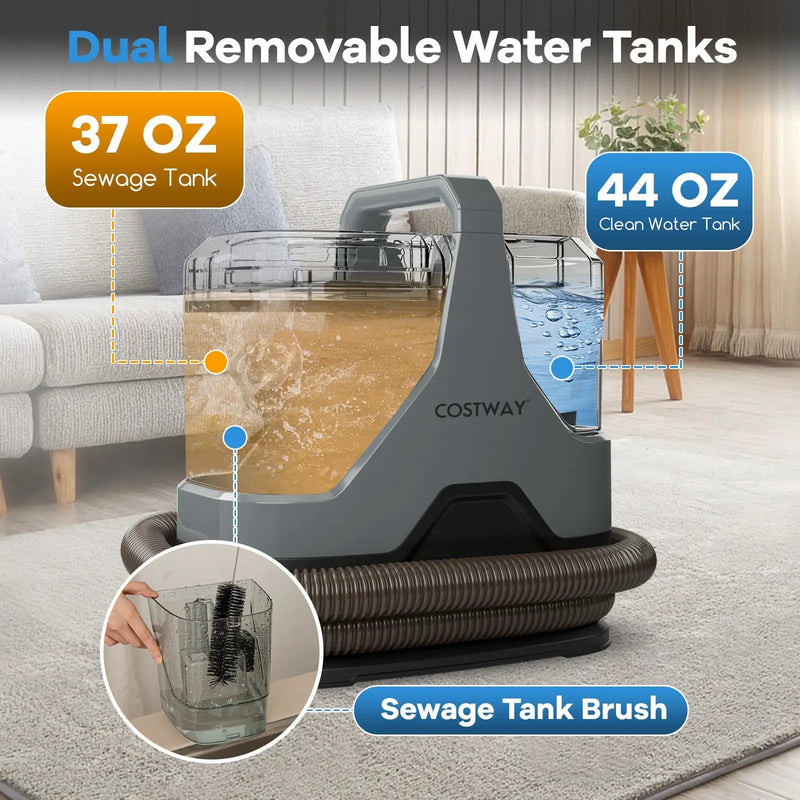 600W Upholstery Cleaner Machine with 15Kpa Powerful Suction and Versatile Attachments-Gray by DirectDeals