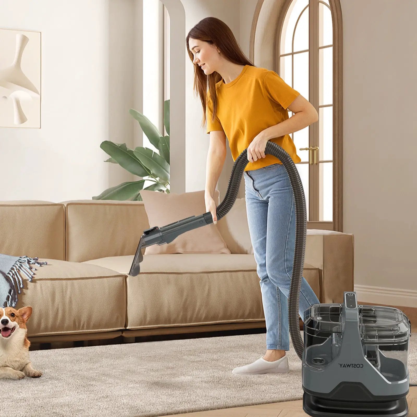 600W Upholstery Cleaner Machine with 15Kpa Powerful Suction and Versat