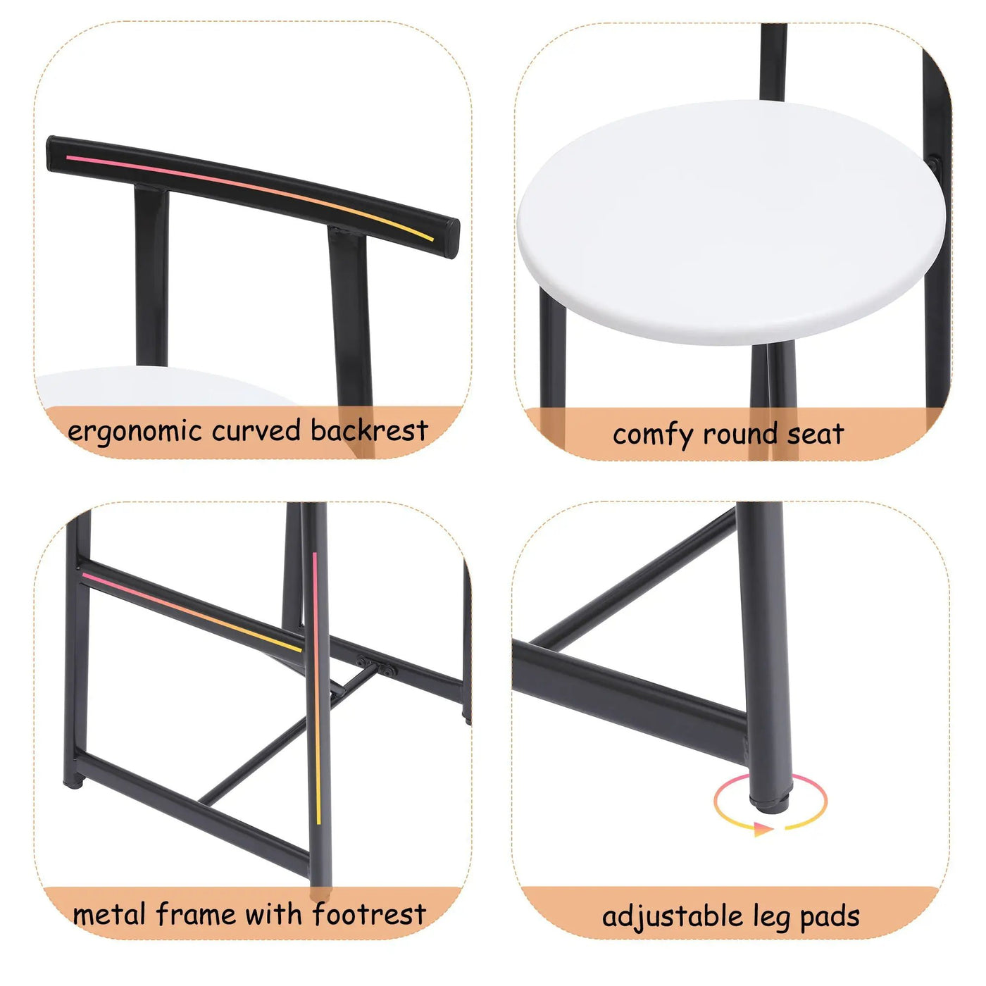 Modern Bar Stools With Backrest For Kitchen (Set of 3) by HouseOfZazla