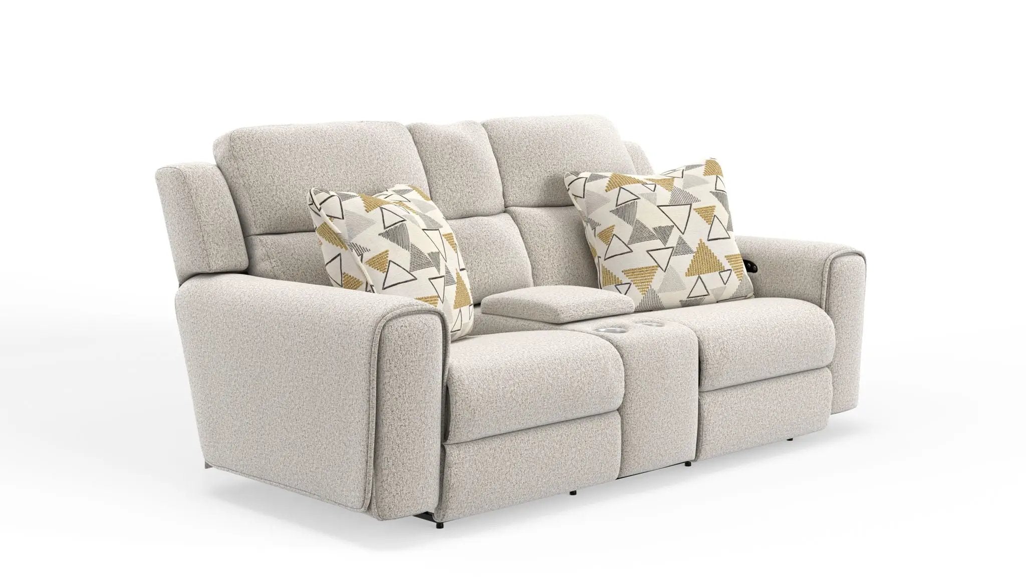 Micah - Power Headrest Power Deep Seat Reclining Console Loveseat - Oatmeal by Unique Piece Furniture
