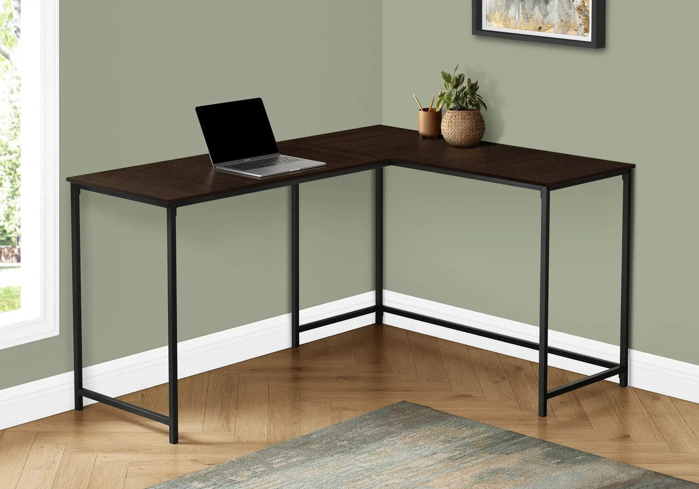 L-Shaped Corner Computer Desk with Contemporary Marble Look by HouseOfZazla