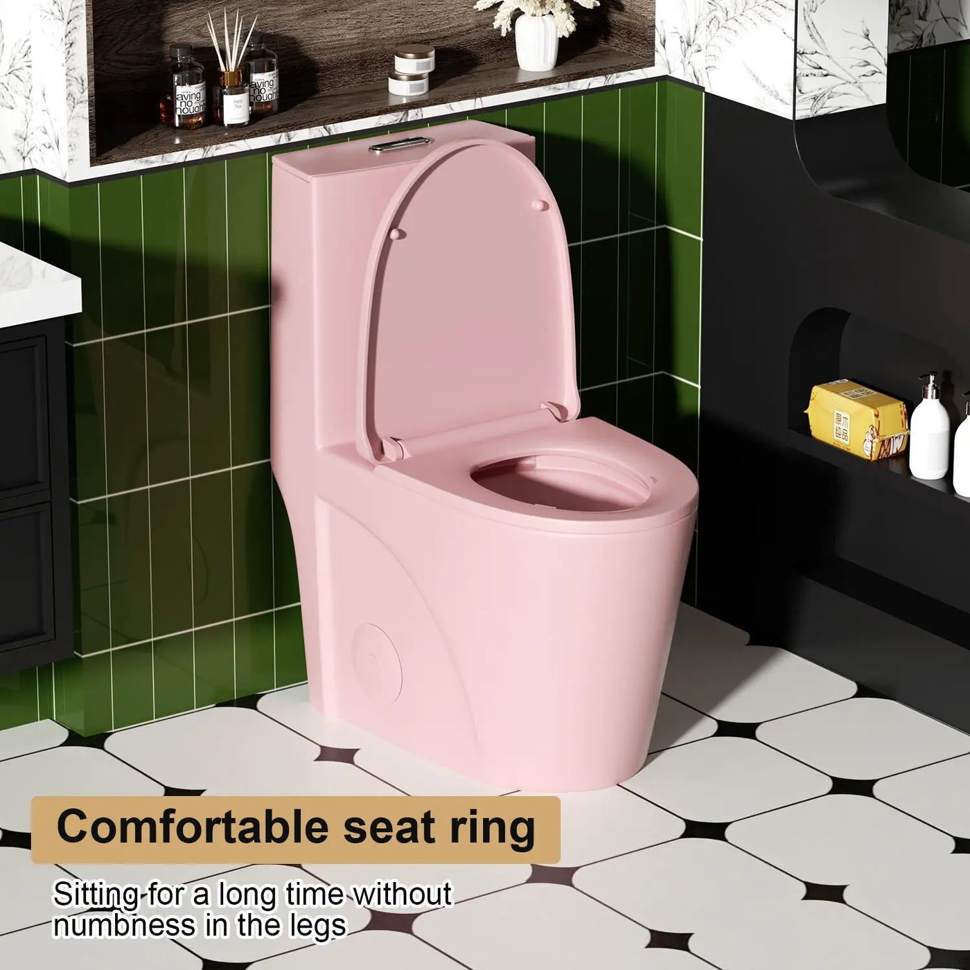 1 Piece Toilet With Tornado Flush, Dual Flush, And ADA Height Comfort Chair by HouseOfZazla