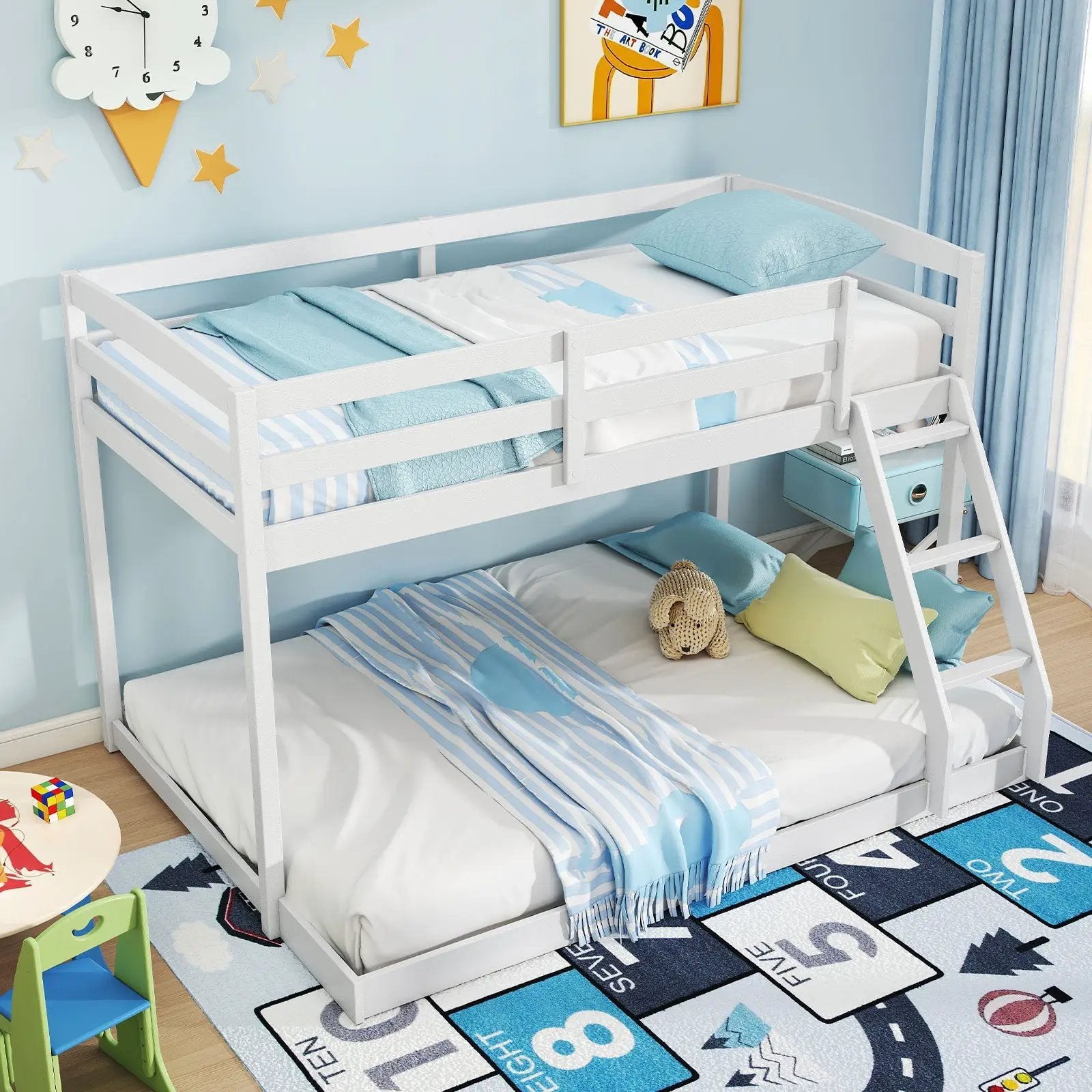 Twin Over Full Bunk Bed Low Floor Bunk Bed Frame by DirectDeals