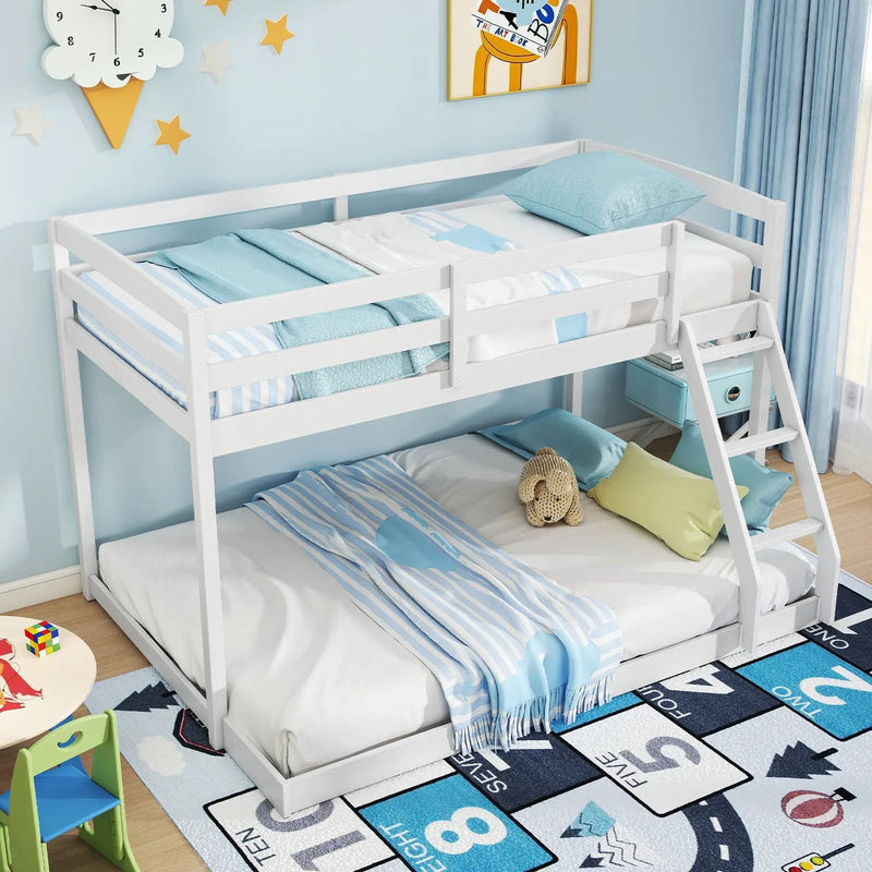 Twin Over Full Bunk Bed Low Floor Bunk Bed Frame by DirectDeals