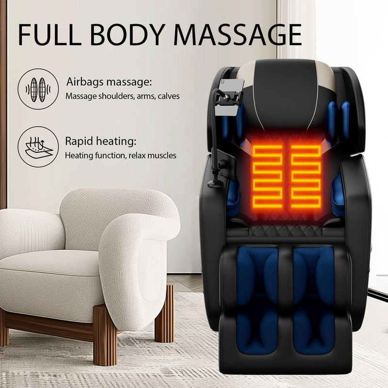 Massage Chair Recliner With Zero Gravity, Full Body Air Pressure - Black by HouseOfZazla