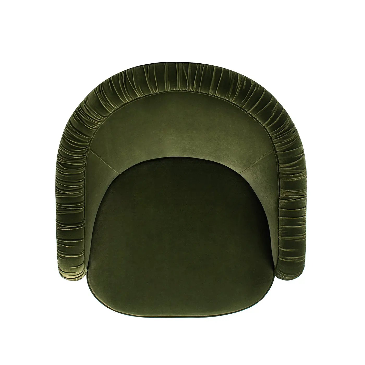 Serena 31.5" Ruched Barrel Back Accent Arm Chair with Bullion Fringe, Olive by HouseOfZazla