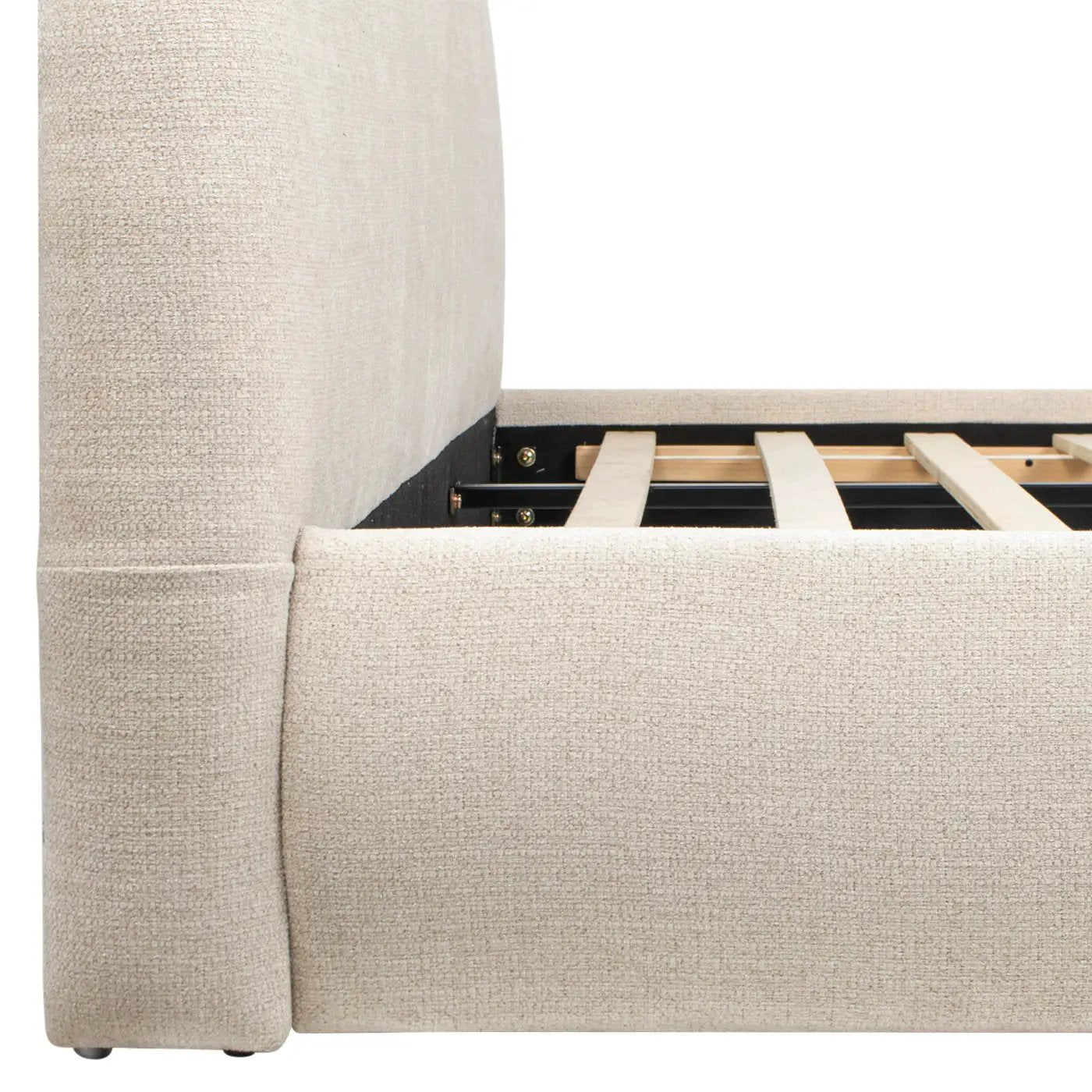 Archie Puffy Grounded Upholstered Platform Bed - Oatmeal Light by HouseOfZazla