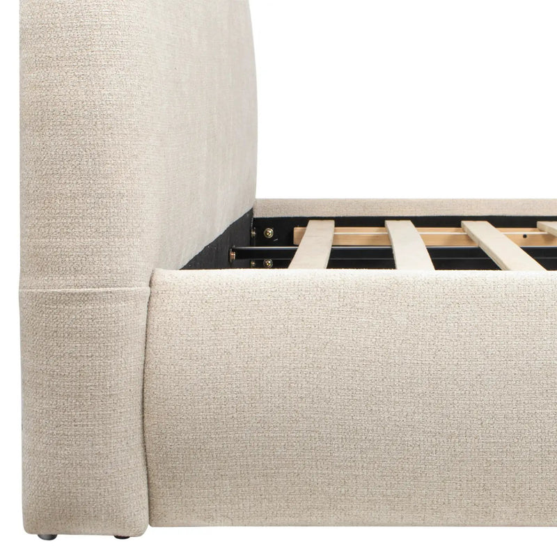 Archie Puffy Grounded Upholstered Platform Bed - Oatmeal Light by HouseOfZazla