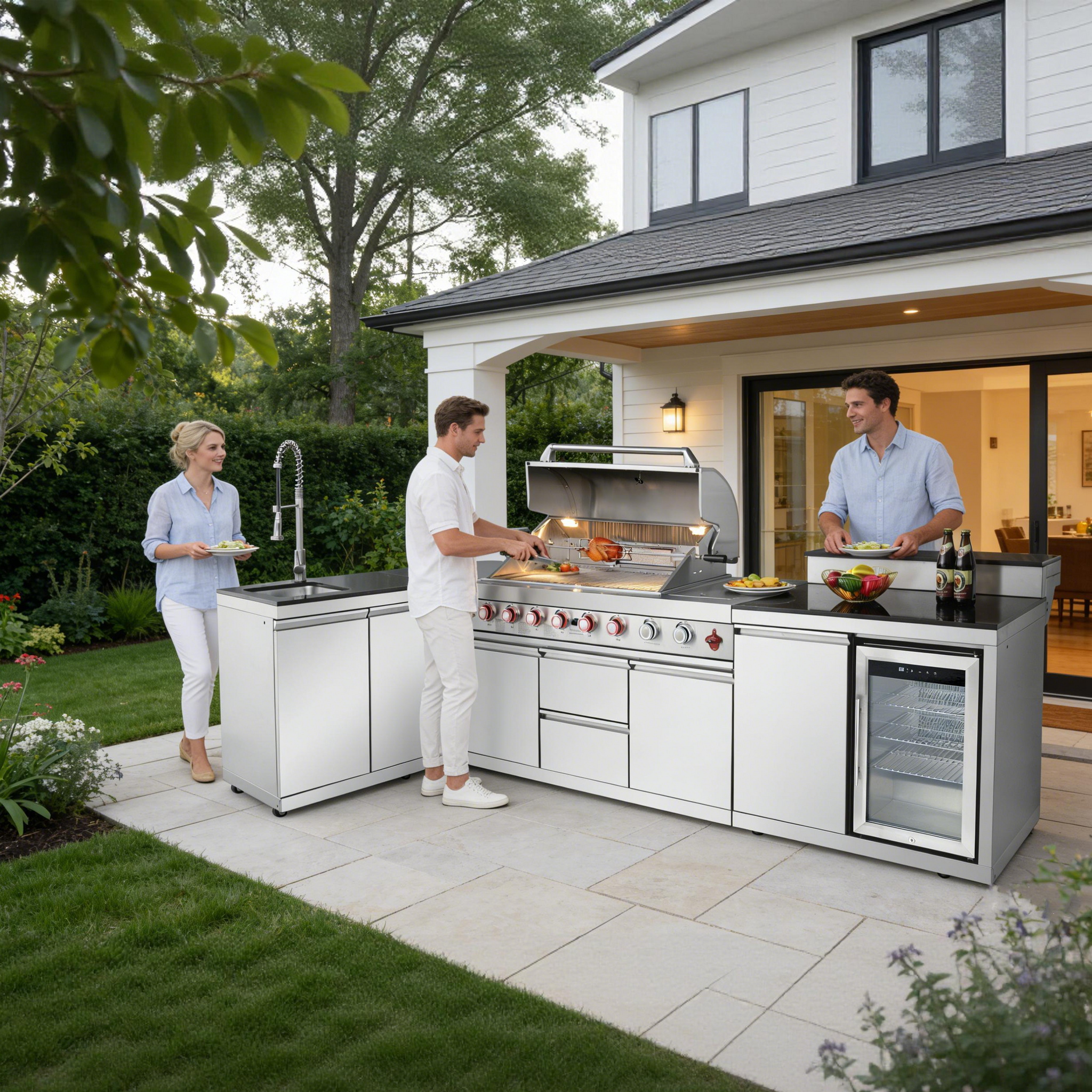 Outdoor Kitchen Island with 6+1 Burner Propane Gas BBQ Grill by HouseOfZazla