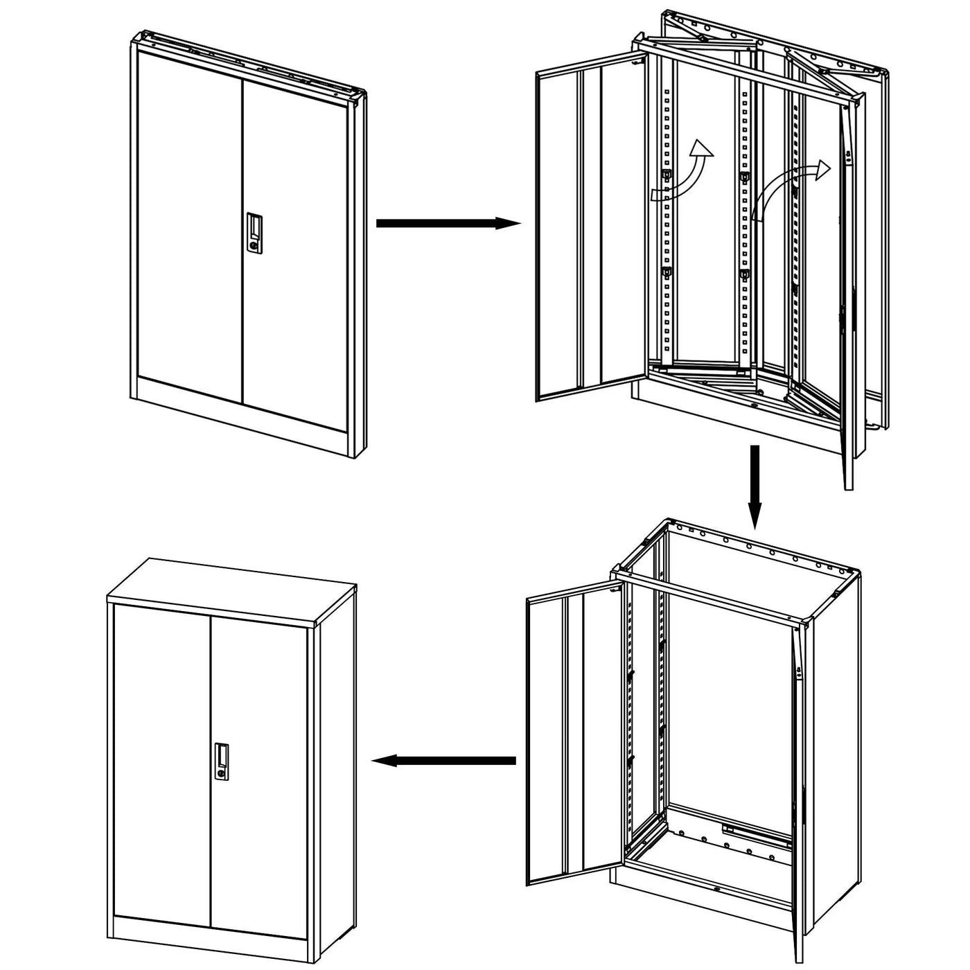 Metal Storage Cabinet With Locking Doors And Adjustable Shelf, Folding Filing Storage Cabinet, Folding Storage Locker Cabinet For Home Office, School, Garage by HouseOfZazla