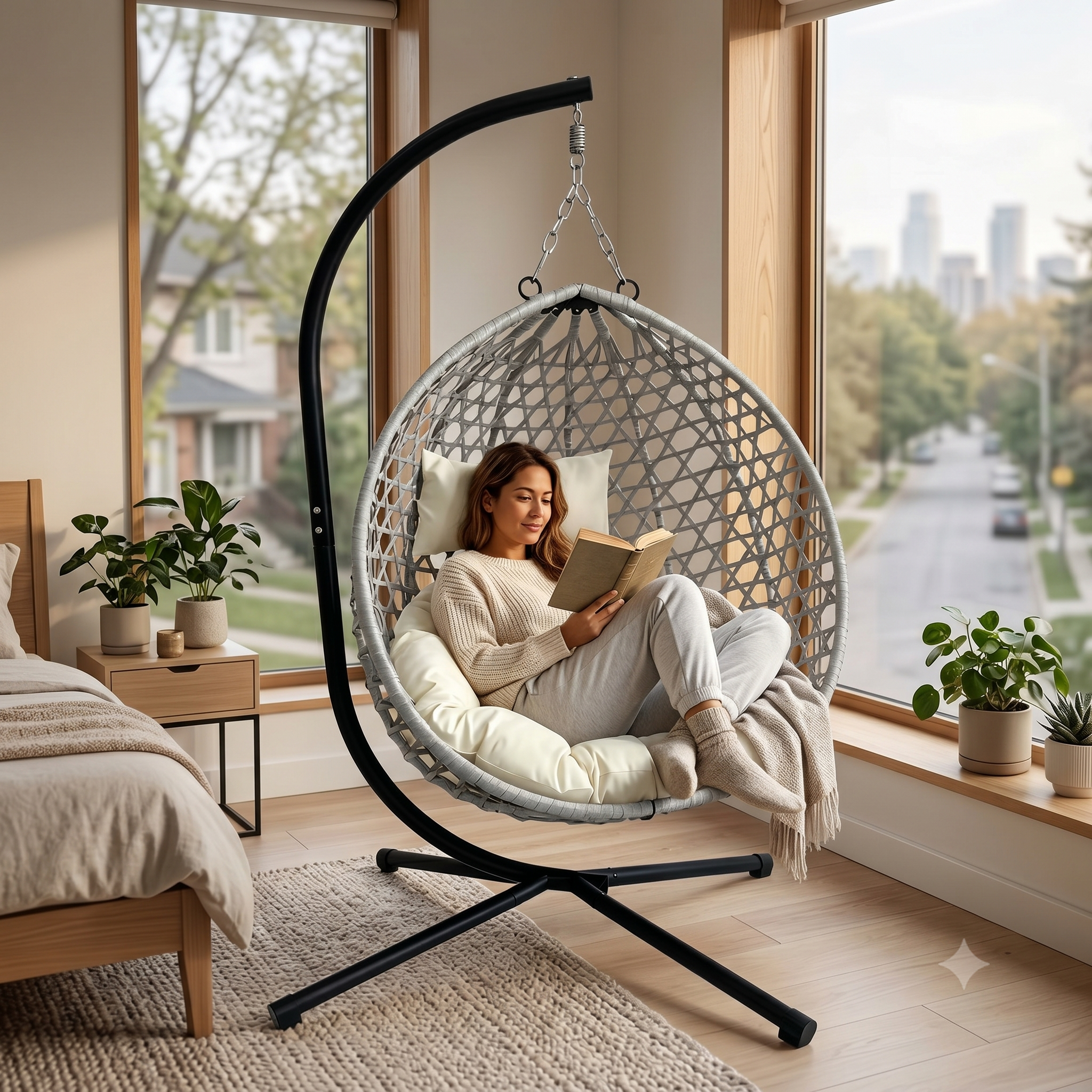 Foldable Hanging Egg Chair with Stand by HouseOfZazla