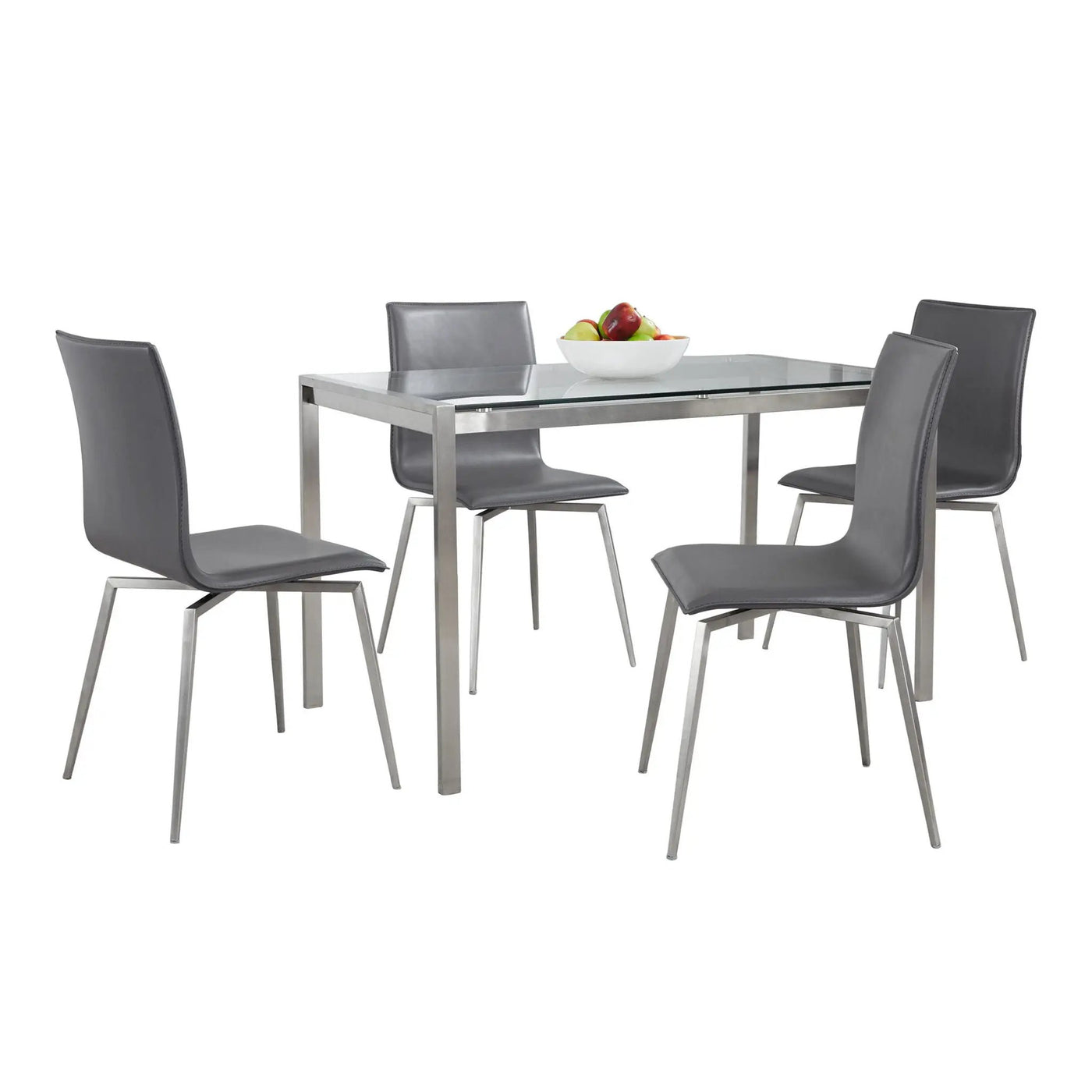 Fuji Mason - Upholstered Swivel Contemporary Dining Set Dining Set, Glass, 5 Piece by HouseOfZazla
