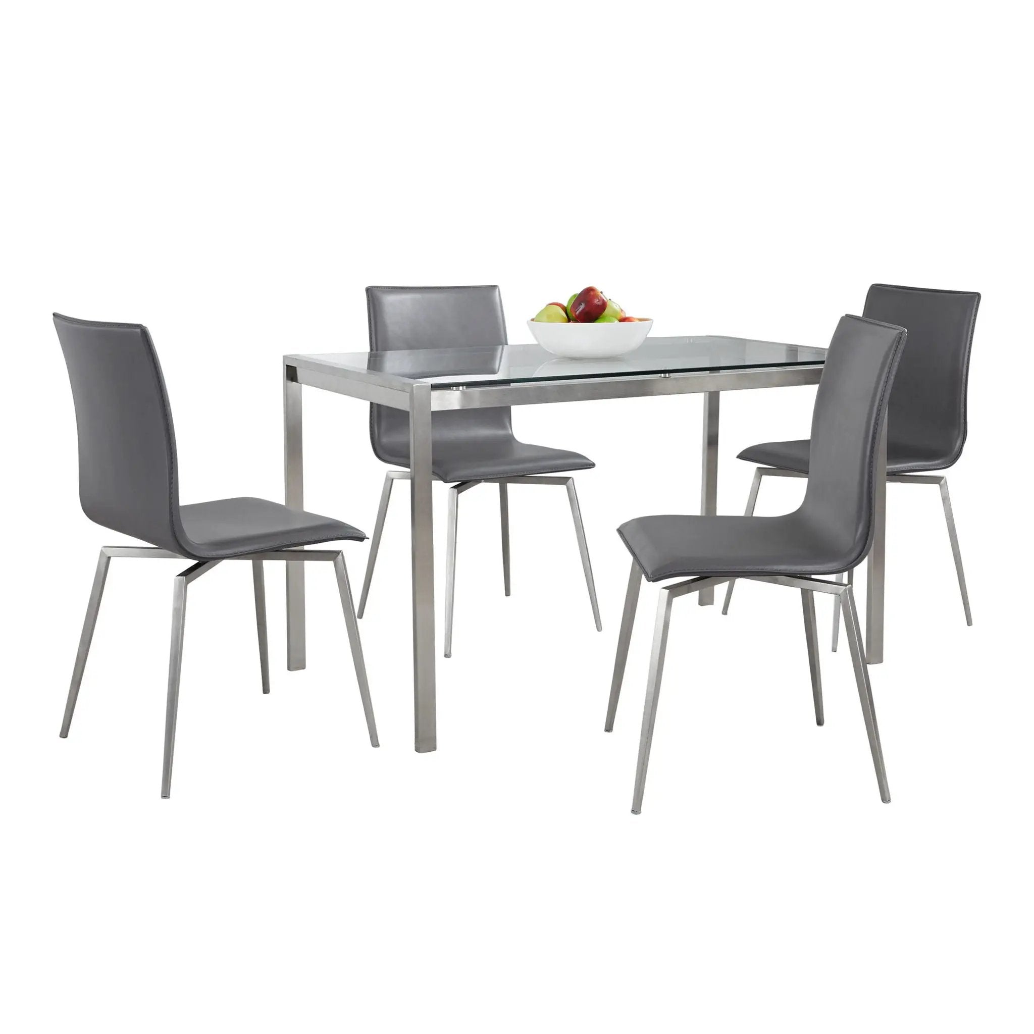 Fuji Mason - Upholstered Swivel Contemporary Dining Set Dining Set, Glass, 5 Piece by HouseOfZazla