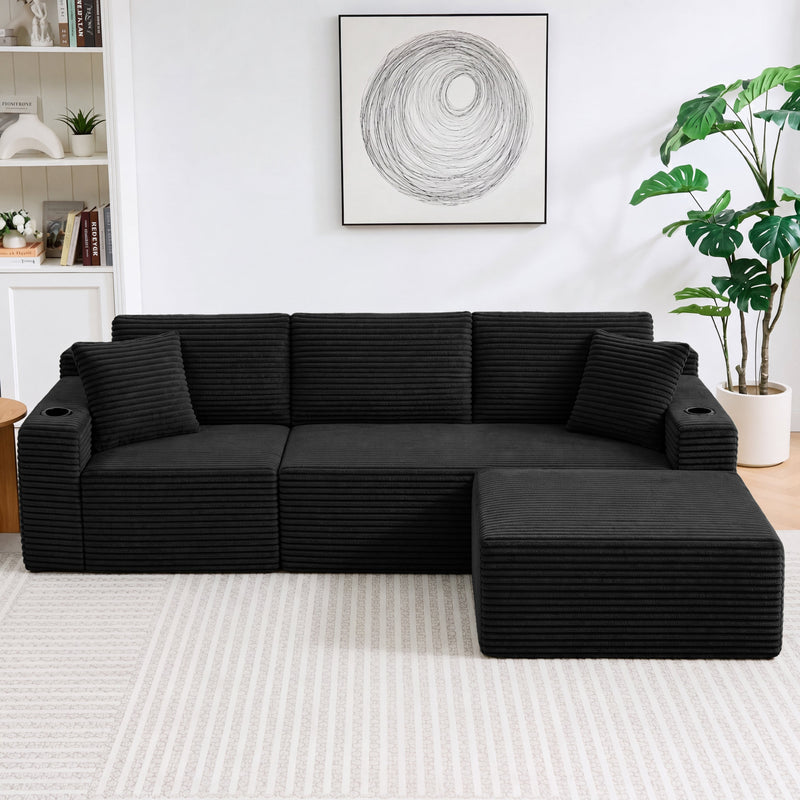 L-Shaped Sectional Sofa with Ottoman