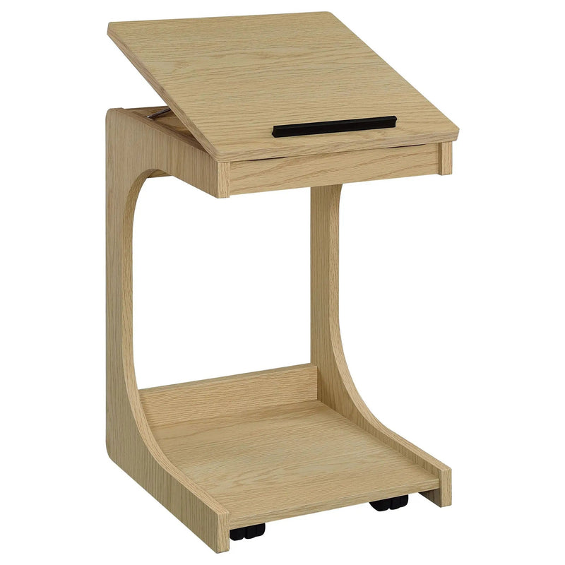 Ralston C-Shaped Lift-Top Sofa Side Table With Casters Light Oak by Unique Piece Furniture