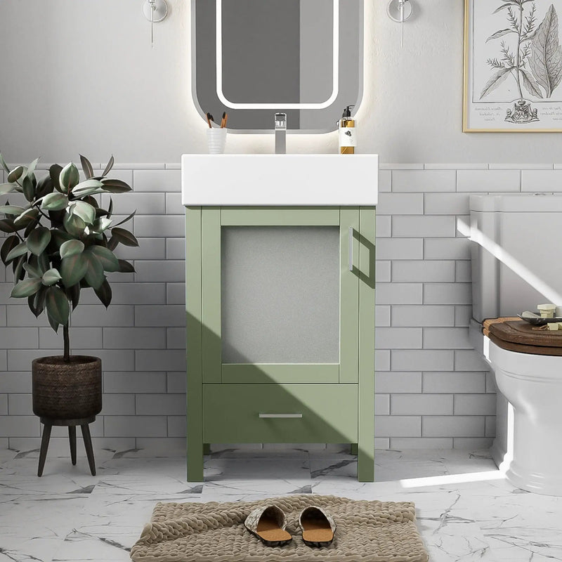 Bathroom Vanity With Ceramic Sink And Ample Storage, Ideal For Small Bathrooms by HouseOfZazla