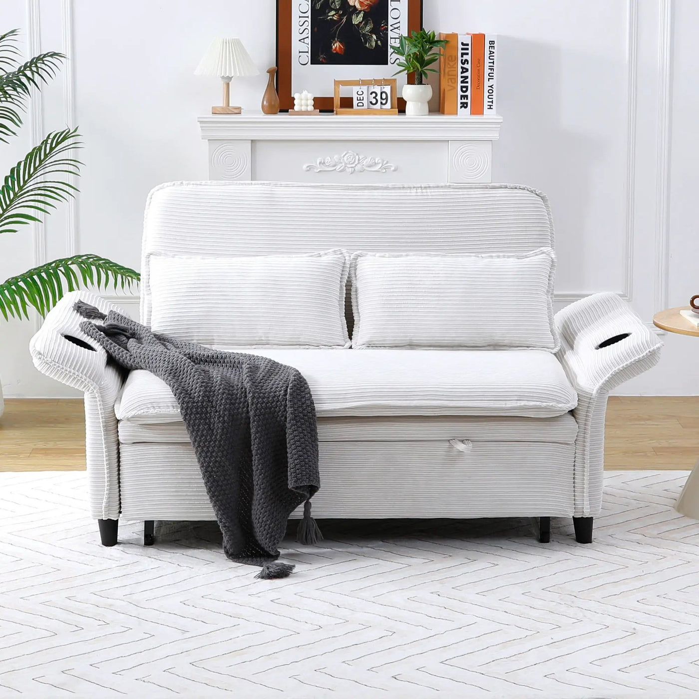 Modern Fabric Multi-Functional Sofa Bed With Adjustable Armrests And Backrests by HouseOfZazla
