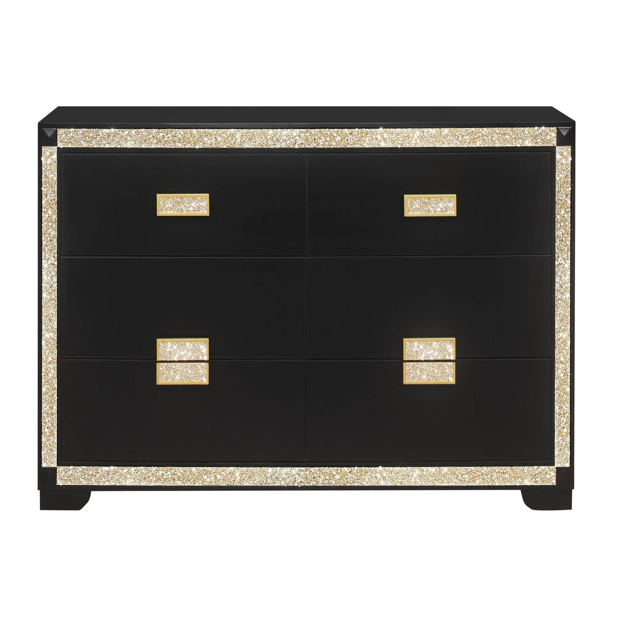 Lively - Dresser With Glitter Detail And Thick Bar Handle Hardware - Black by Unique Piece Furniture