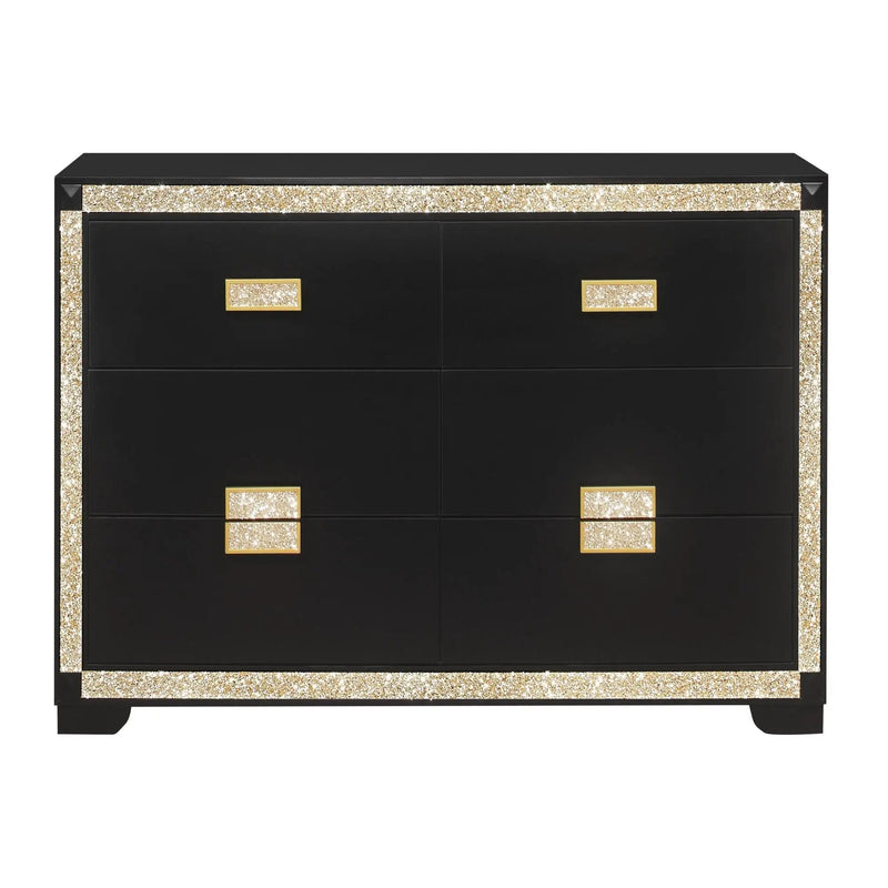 Lively - Dresser With Glitter Detail And Thick Bar Handle Hardware - Black by Unique Piece Furniture