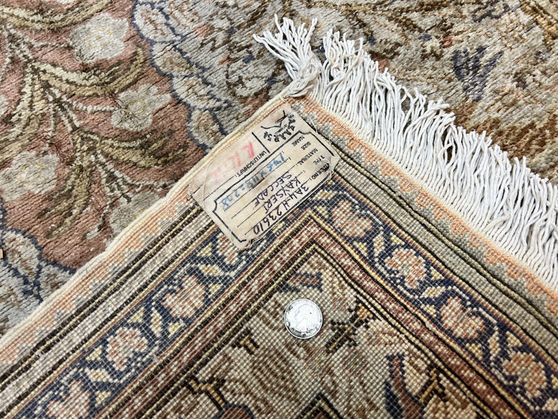 Turkish Kayseri Silk Rug 4x6, Tree of Life Pattern, Vintage Handmade Hand Knotted Carpet, Animal Pictorials, Birds by Jewel Rugs