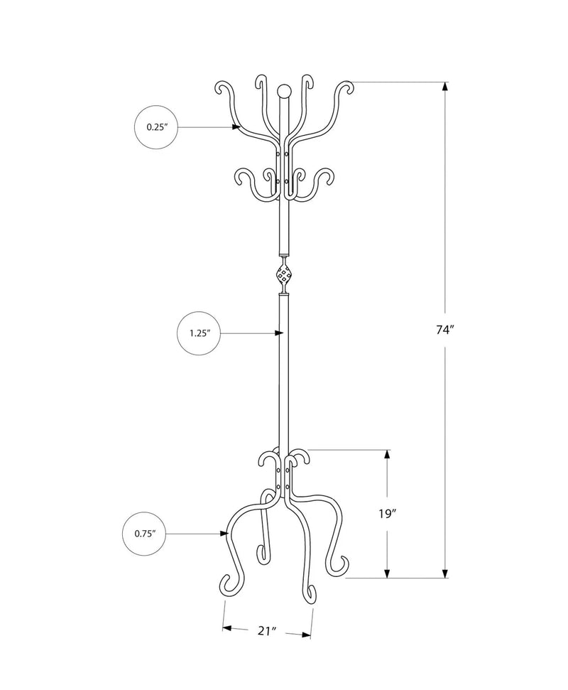 Coat Rack Hall Tree, Free Standing, 8 Hooks, Entryway, Transitional - Black by HouseOfZazla