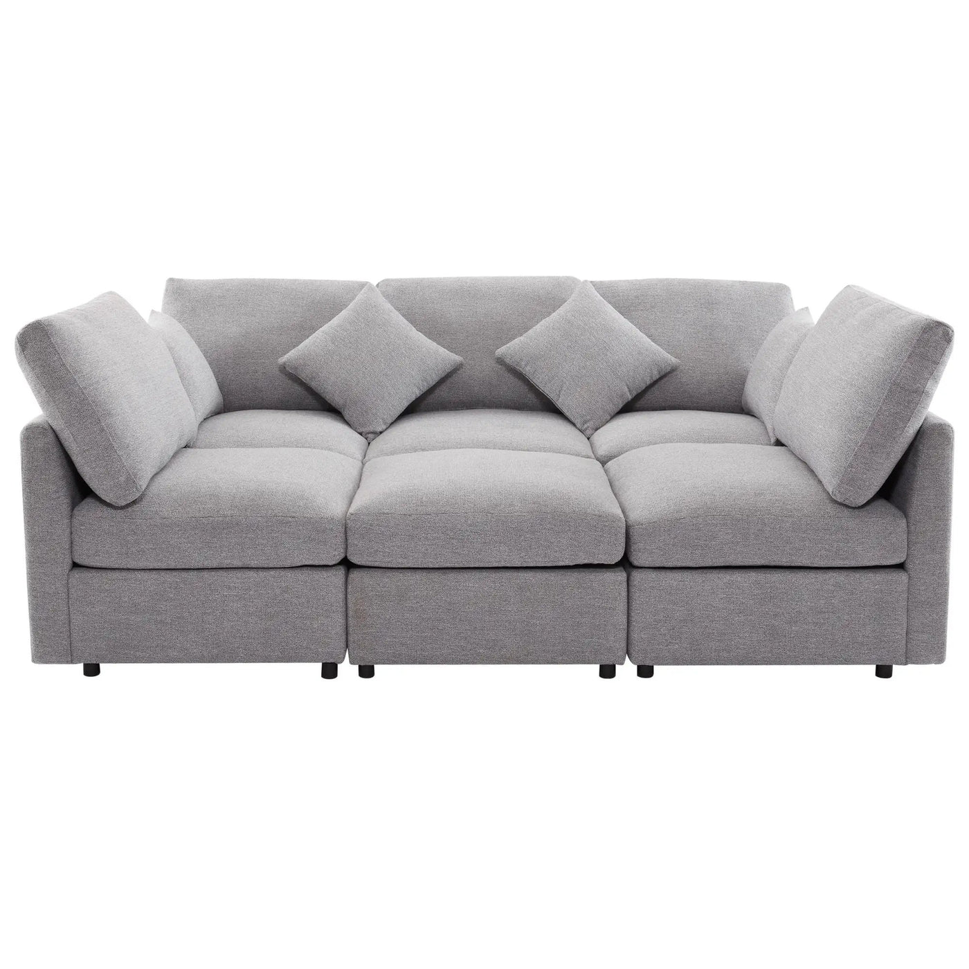 Sectional Sofa Modular U-Shaped With Ottoman & USB Ports by Unique Piece Furniture