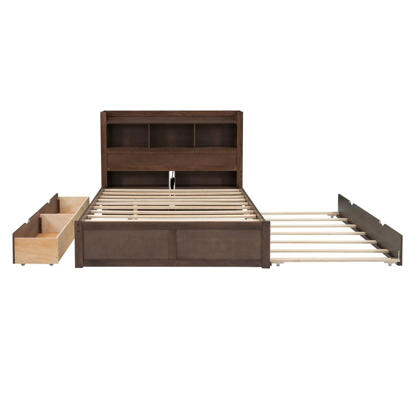 Storage Platform Bed With Pull Out Shelves, Trundle, And 2 Drawers by HouseOfZazla