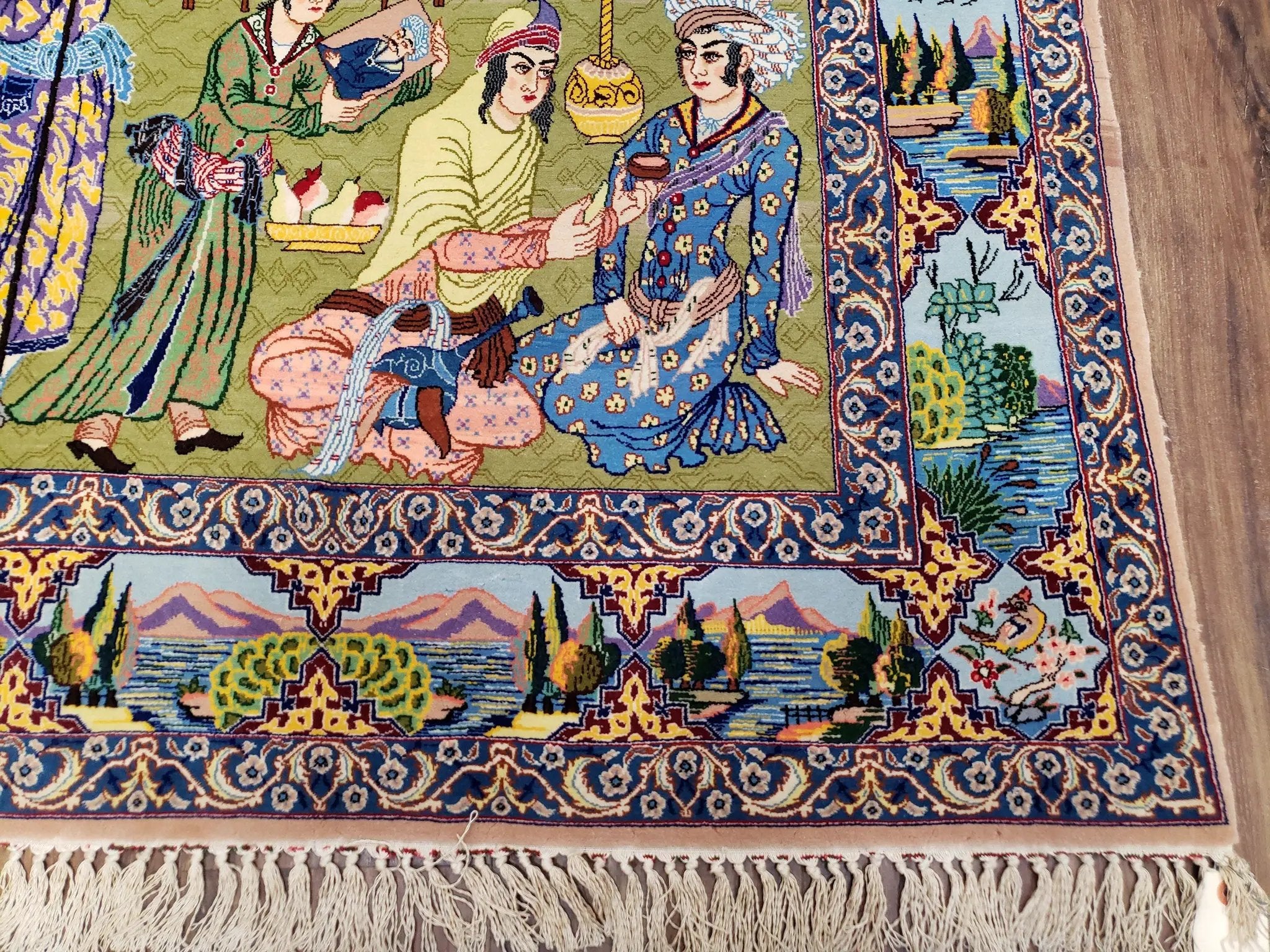 Persian Isfahan Pictorial Rug 3x5 – Kork Wool on Silk by Jewel Rugs