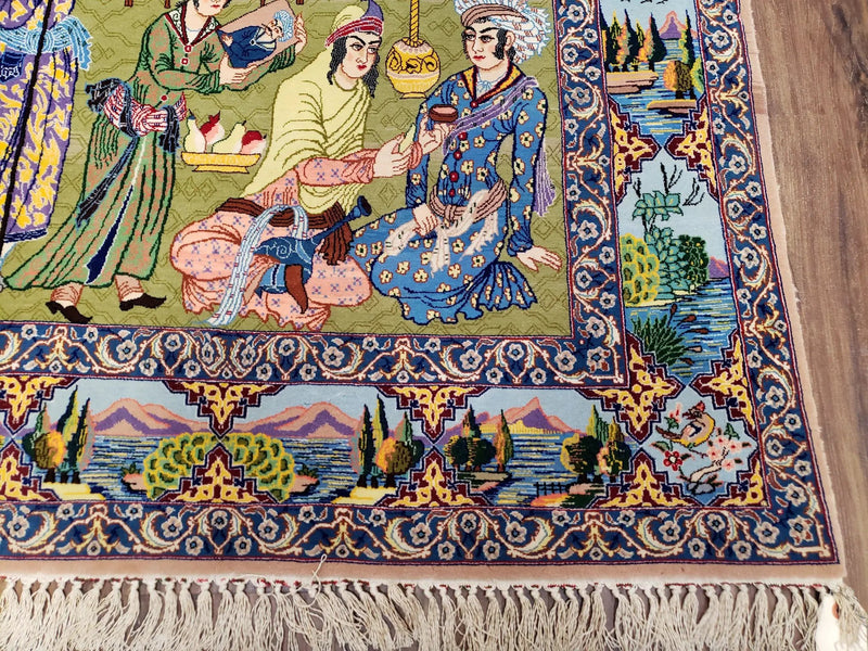 Persian Isfahan Pictorial Rug 3x5 – Kork Wool on Silk by Jewel Rugs