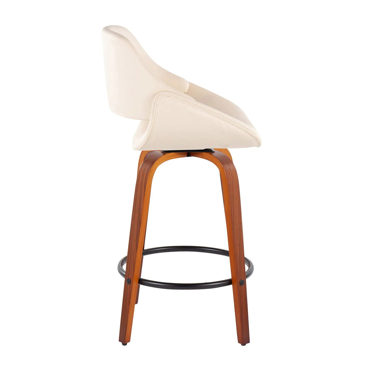 Fabrico - Mid Century Modern Fixed Height Counter Stool And Round Footrest (Set of 2) by HouseOfZazla
