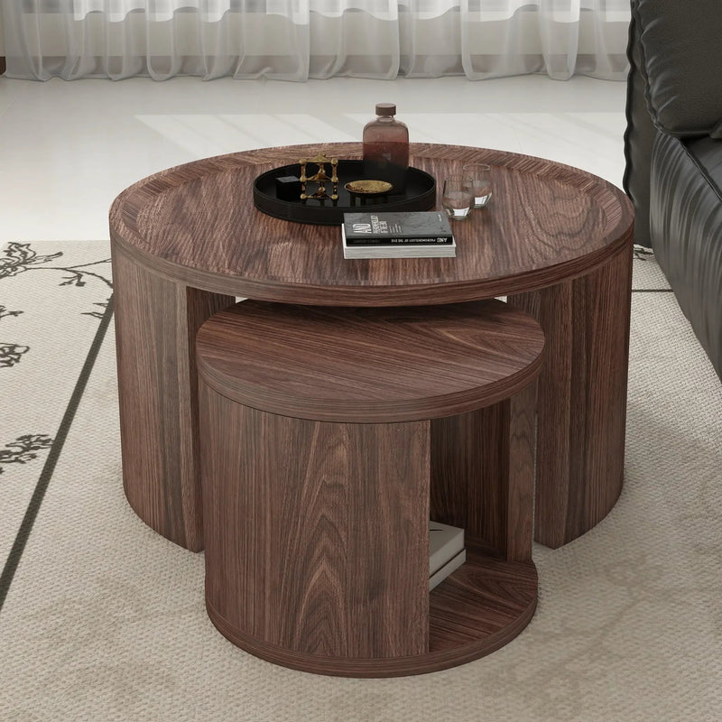 Round Nesting Coffee Table Set of 2 by HouseOfZazla