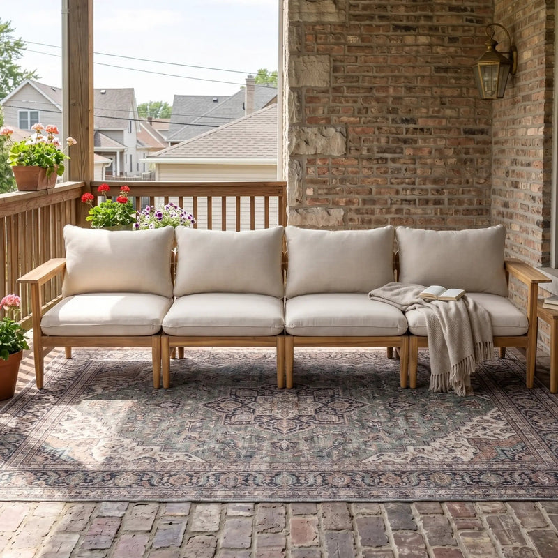 Terassi Outdoor Acacia Wood 4 Seater Sofa by HouseOfZazla