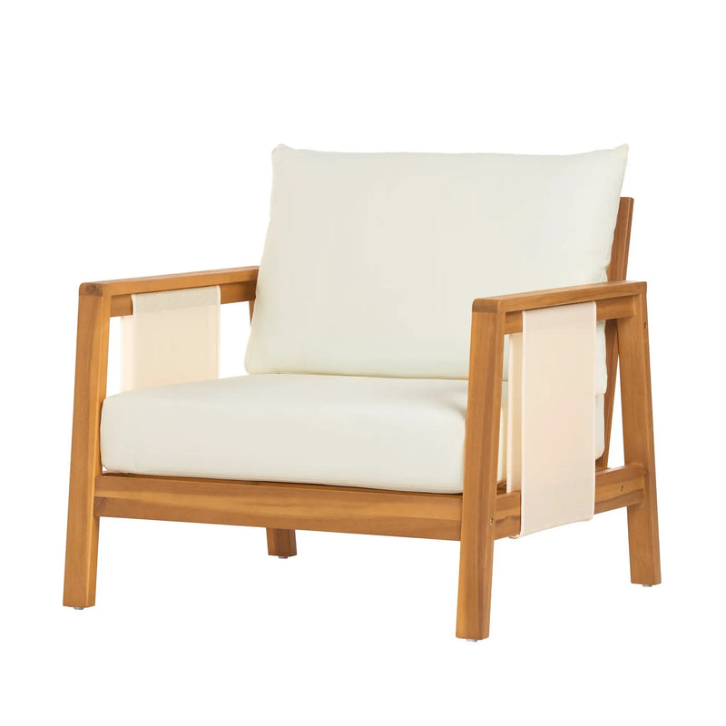 Outdoor Club Chair, Acacia Wood Frame with Textilene Accents by HouseOfZazla