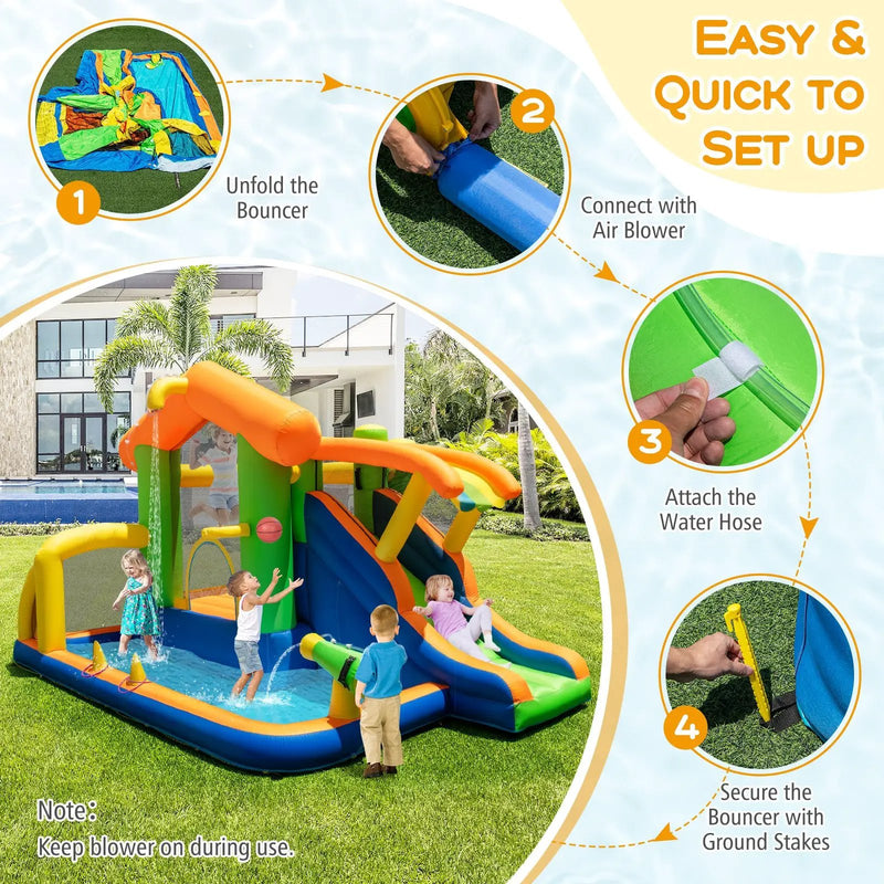 8-in-1 Jumping Castle with Slide and 520W Blower by DirectDeals