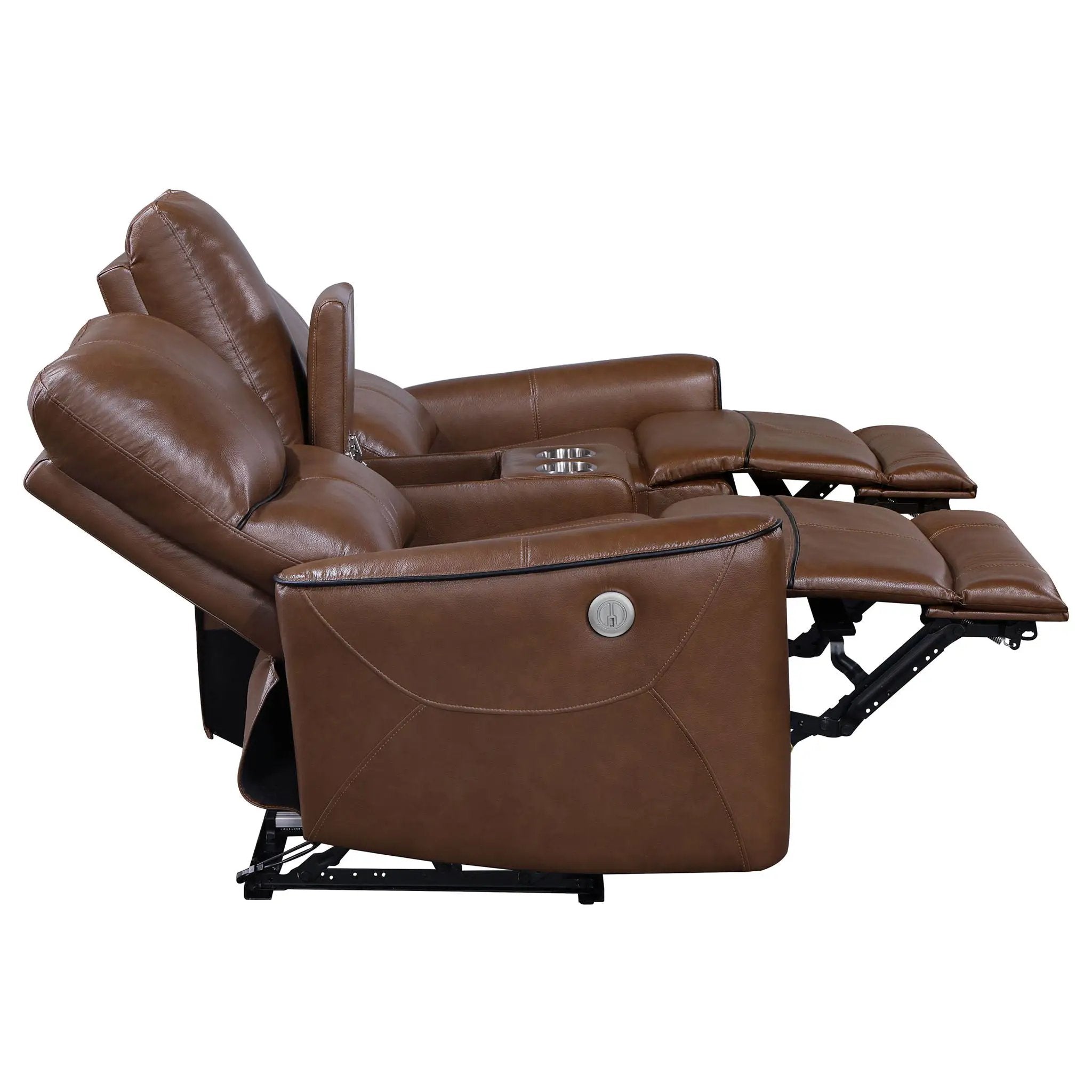 Greenfield Upholstered Power Reclining Loveseat Saddle Brown by Unique Piece Furniture