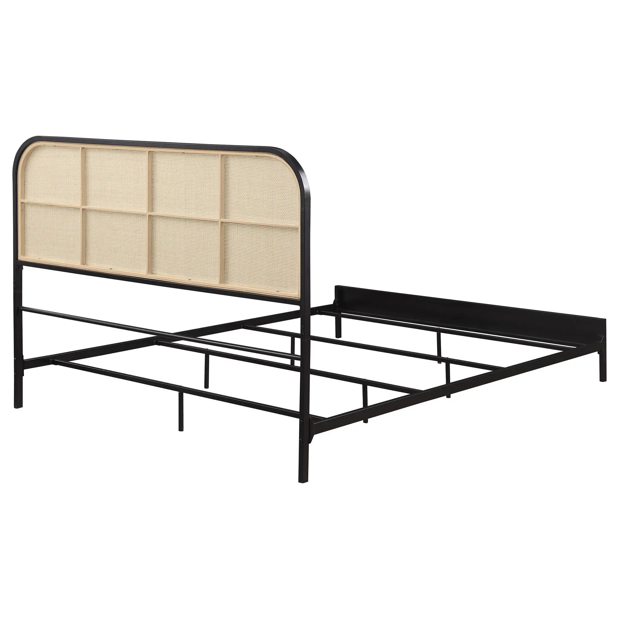 Amherst Radio Weave Rattan Metal Queen Bed Black by Unique Piece Furniture