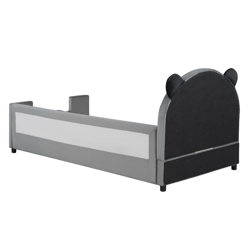 Upholstered Daybed With Bear Shaped Headboard, Hydraulic System And Breathable Fence by HouseOfZazla